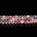 Natural Amethyst Phantom Quartz round beads with unique purple mineral inclusions - Natural Purple Phantom Quartz / 8mm approx 47pcs