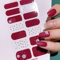 Stickers ongles Noël SDA-011 avec rouge foncé, étoiles argentées et flocons de neige blancs - Style Étoile Flocon de Neige Rouge Argent (SDA-011)