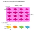 Pink 16-cavity bat silicone mold for Halloween candy and DIY chocolate crafts - 16-Cavity Bat Style (D5118-1A)