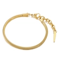 Elegant gold stainless steel snake chain bracelet with lobster clasp and adjustable link - Gold (KB154962-KFC)