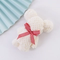 Creamy white coral fleece bear towel with red plaid bow tie for wedding favors - Beige Plaid (30*30)