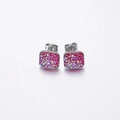 Quadratische Ohrstecker in Silber mit funkelnden rosa-violetten Druzy-Kristallen - Pink Violett (3)