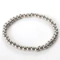 Minimalist silver stainless steel bead bracelet with a polished finish on white background - 5mm Ball / Steel