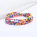 Detail of multi-layered colorful seed bead waist chain on soft white fabric background - 80cm / Multicolor
