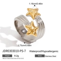 Minimalist stainless steel star-shaped open ring in two-tone gold and silver finish - JDR0303010-PS-7 Two-tone Star Ring