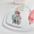 Mini acetate hair claw clip with blue marble texture on heart mirror background - 3.5cm / Blue Gray