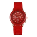 Orologio sportivo rosso Geneva in silicone con cinturino a trama e dettagli oro rosa - Rosso