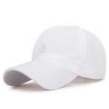 Gorra de béisbol de malla blanca transpirable con detalle de letra C bordada blanca - Ajustable / Blanco