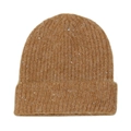 Detail of camel wool-blend rib-knit hat with silver sequins and soft fuzzy texture - M / Turmeric