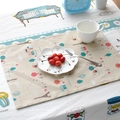 Rectangular cotton linen placemat with colorful cartoon houses and trees illustration - Ferris Wheel