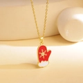 Christmas gold necklace with red glove pendant and snowflake detail for women - Christmas Glove Snowflake / Gold