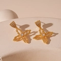 Silbernadel - Goldene Blume Ohrhänger
