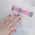 Pink glitter and dark grey full nail polish wraps kit model LT-MZ009 fashion stickers - MZ-009 Pink Glitter Dark Grey