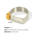 Minimalistischer breiter Ring aus zweifarbigem Silber- und 18k Gold-Edelstahl - Silber und Gold Zweifarbiger Stil (US 7# Verstellbar) / US 7#