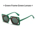 Gafas de sol cuadradas chic con montura bicolor única en verde y rojo exterior - Montura Verde / Lentes Verdes