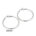 Polished silver stainless steel 40mm large hoop earrings for women in a classic style - 40mm
