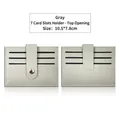 Gray multi-slot PU leather card holder with secure snap button and 7 card slots - 10.5*7.8cm / 7 Slots Buckle Style / Gray
