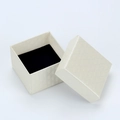 Square cream jewelry gift box with diamond texture and navy blue velvet lining insert - Magic Grid Beige / 5*5*3 Ring Box