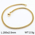 Bracelet gourmette dorée en acier inoxydable 200mm de long et 2,5mm de large avec fermoir - 2,5 mm Or