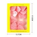 Rosa Herz-Keksform-Set LOVE und KISS in gelber 17,5 cm Fensterbox verpackt - 10-teiliges Herzform-Set