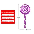Purple and white swirl PVC Christmas lollipop ornament, 20cm festive tree decoration - Purple