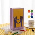 Purple Hello Time gift paper bags set with heart pattern and round sealing stickers - 6Pcs Style C - Impressionist Oil Painting (Includes 6 Stickers)