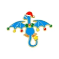 Cartoon blauer Weihnachtsdrache Emaille-Brosche mit rotem Hut und Goldlegierung - Weihnachtsdrache mit Stern (A16-4-595)