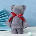 Grey coral fleece towel folded into a bear shape with a red Just For You ribbon - Dark Gray Bear (without Packaging) / 30*30cm