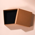 Brown square jewelry gift box with black foam insert and elegant minimalist design - Kraft + Sunflower Sticker