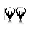 Black stainless steel reindeer antler stud earrings measuring 11mm by 13mm for women - 087 Antler / Black