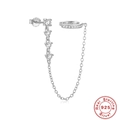 Orecchini a catena in argento S925 con polsino in zircone e perno in finitura argento - Orecchino singolo e Ear Cuff Catena integrata / Argento
