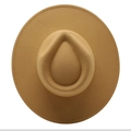 Overhead macro view of water-drop crown and stitching on khaki felt fedora hat - M (56-58cm) / Camel