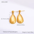 Waterproof gold-plated teardrop earrings with detailed size and weight measurements - Gold Mirror Waterdrop