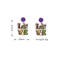 Pendientes LOVE de Mardi Gras con cuentas en púrpura verde oro y medidas de 47mm - Estilo de Letra LOVE