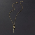 Detail of custom gold stainless steel necklace with poppy flower and Sophia name pendant - August Birth Flower (Poppy) / Gold