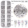 Set strass per nail art 12G-498 con cristalli trasparenti multi-formato per unghie - Strass a Dorso Piatto Trasparente Tutte le Dimensioni (12G-498)