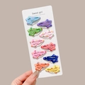 Set of 10 colorful star-shaped hair clips with polka dots on a display card - Meteor Clips 10Pcs Set