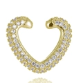 Ear cuff cuore dorato con zirconi bianchi micro-pave per orecchie senza buchi - Pezzo Singolo / Oro