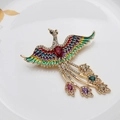 Phoenix wing brooch with colorful enamel and sparkling rhinestones on ceramic plate - Colorful Phoenix (067)