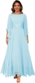 Elegant light blue chiffon evening dress with lace floral appliques and sequins - Light Blue / US size 2 (S)
