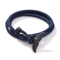 Bracciale multistrato in corda blu intrecciata stile oceano con chiusura a coda di balena - Corda Blu Coda di Balena Nera