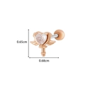 Orecchino a perno ali di cuore oro rosa con zircone chiaro, 0,65 cm per 0,68 cm - Ali Cuore (2#) / Oro rosa