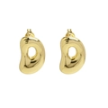 Chubby bubble style 18k gold plated earring studs featuring a hollow bean shape design - Style-D