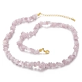 Irregular light pink cat eye stone necklace with gold lobster clasp and extension chain - Light Pink Purple (KN226662-Z)