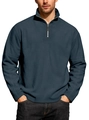 Men's half-zip fleece pullover sweatshirt in deep navy blue with slim fit design - S / Navy Blue