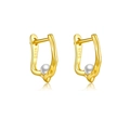 Pendientes de aro minimalistas de plata S925 baña en oro con perla blanca incrustada - Plata 925 / Dorado