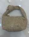 Sparkling silver knot rhinestone handbag for elegant evening party and wedding formal events - Light Gold