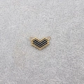 Bohemian Miyuki bead heart charm in gold and gun black finish with dual metal loops - 006-Gold Black Heart Finding