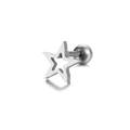 Minimalist titanium steel star stud earring with hollow geometric design and screw back - Silver Pentagram