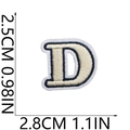 Mini navy blue and beige embroidered letter D patch showing 2.5cm height dimensions - D (Beige)